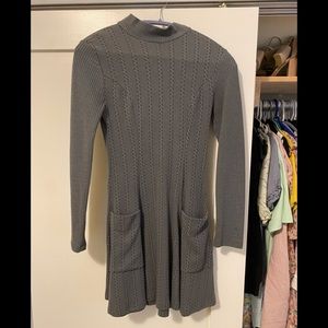 Grey long sleeve dress with small turtle neck